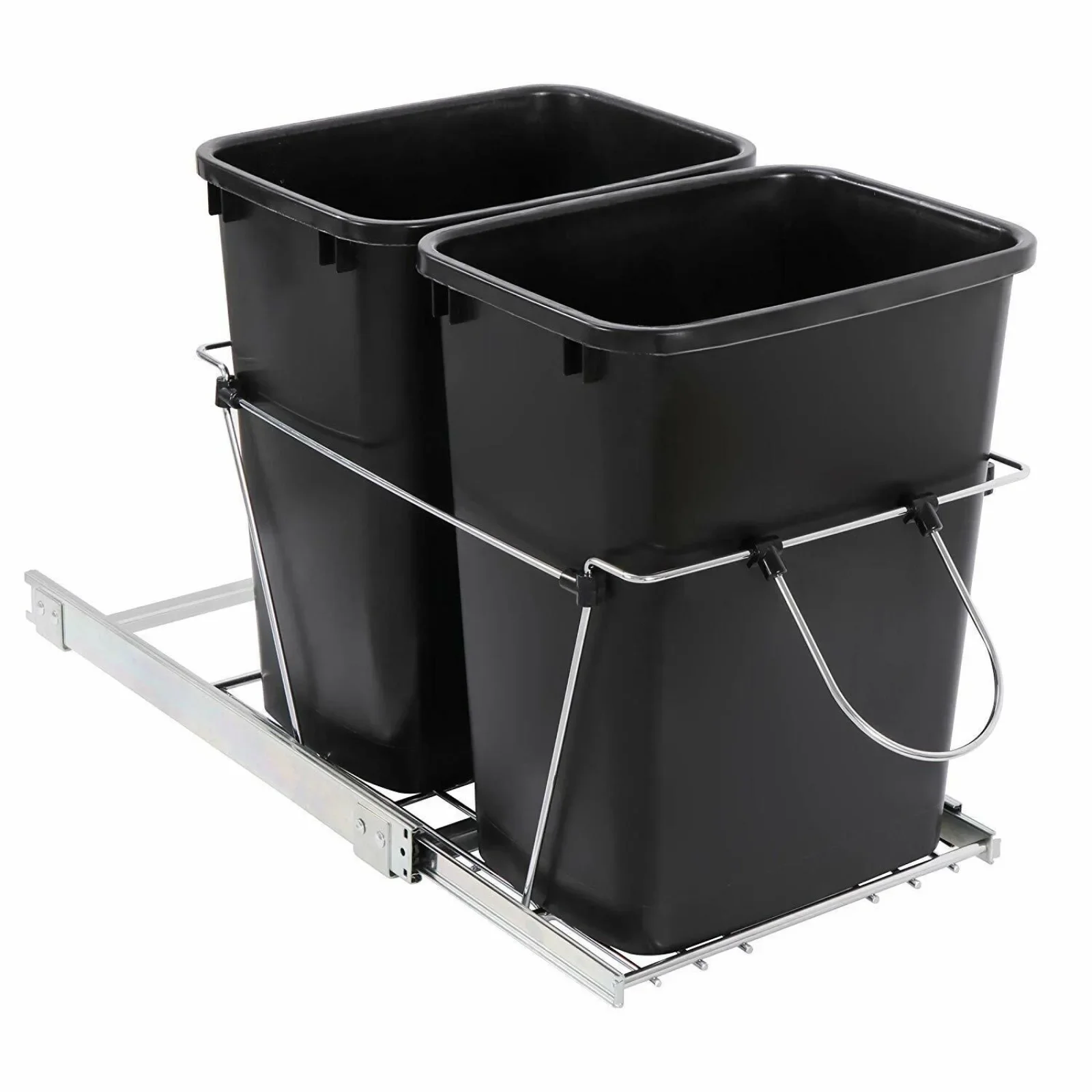 

US Waste Container Double Garbage Can 35 Quart Pull Out Trash Kitchen Under Cabinet