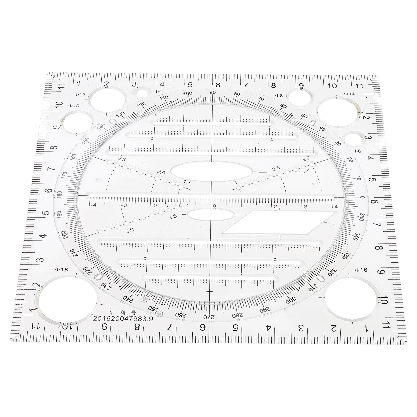 Geometric Drawing Ruler Multifunctional Plastic Measuring Tool For Students Artists Engineers School Stationery Protractor