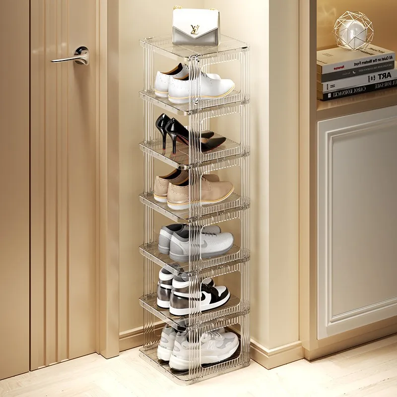 Stackable Light Luxury Transparent Shoerack Organizer Multi-layer Space Saving Shoes Shelf Cabinet for Living Room Entryway