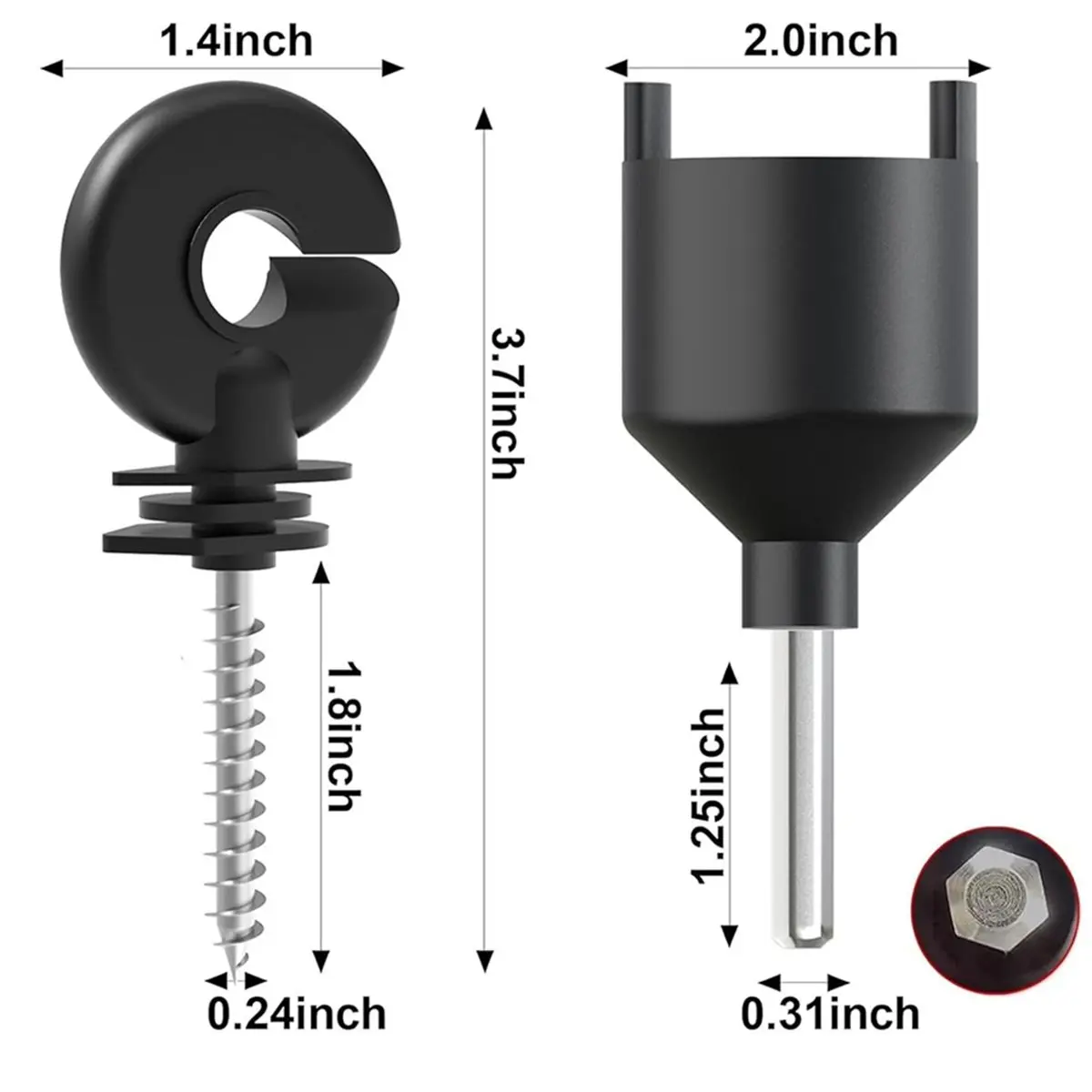 2026 Trend Electric Fence Insulator ,Insulator Fence Ring Post Wood Post Insulator and 1 Pc Insulator Socket Tool 60PCS view 5