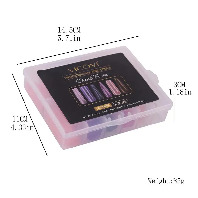 Ensemble de formes d'ongles colorées, 140 pièces/boîte, formes complètes d'ongles, moules supérieurs pour ongles, formes d'extension de Gel, outils de faux moule de construction