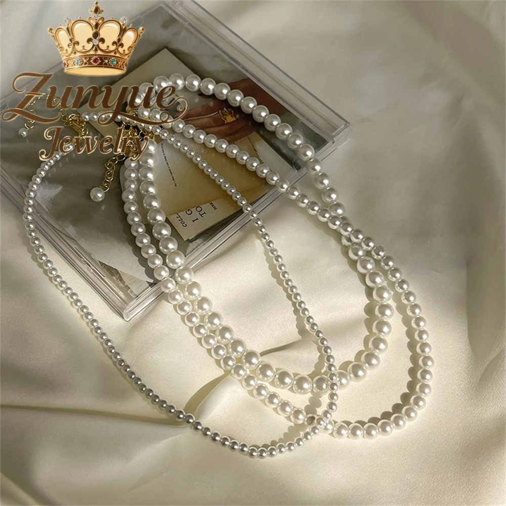 

Pearl Necklace Versatile High - End Light Luxury Niche Collarbone Chain, Simple Beaded Necklace Accessory Charms Fashion Jewelry