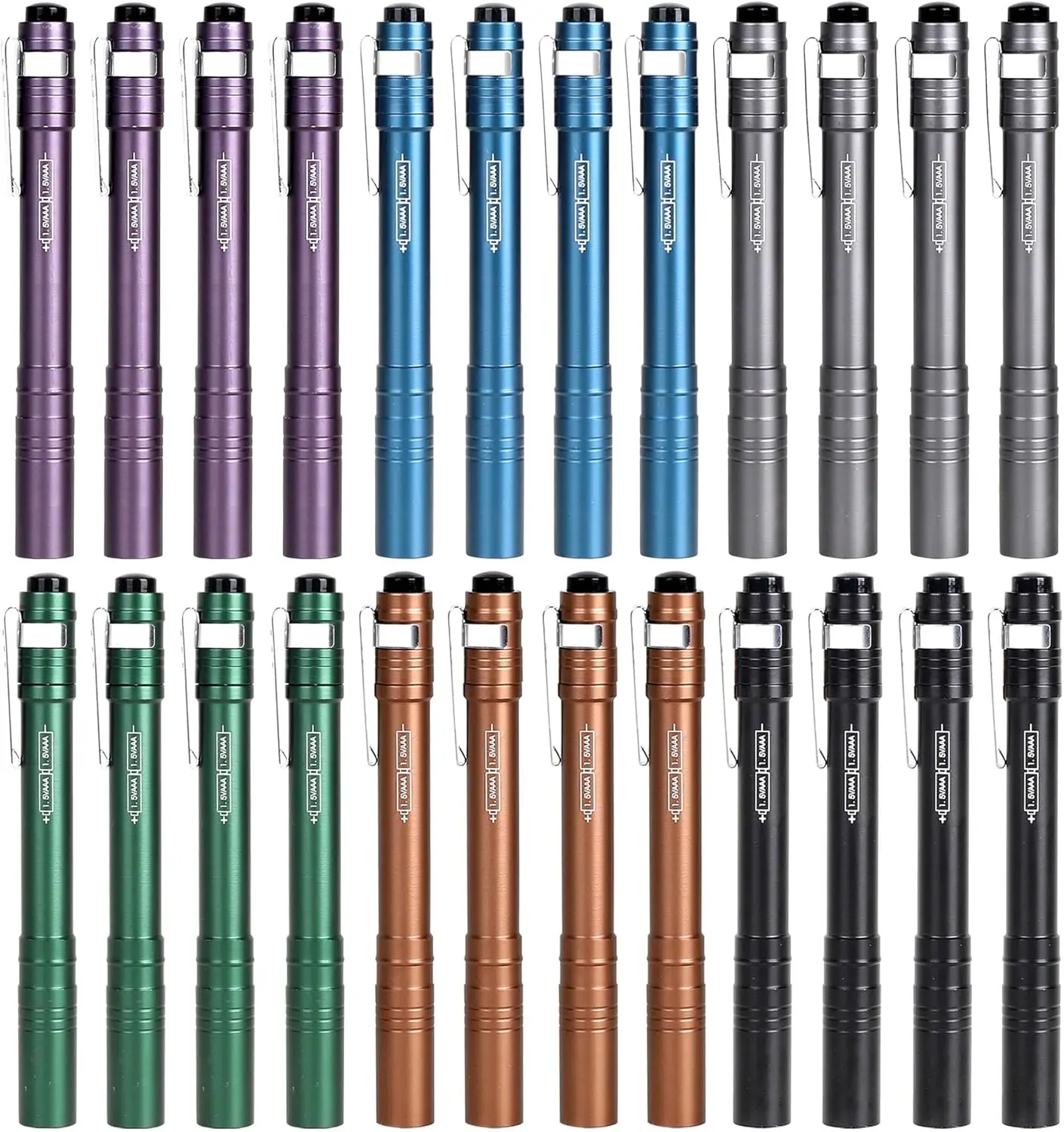 24 عبوة من مصابيح LED من الألومنيوم مع بطاريات، ومصباح جيب للفحص والتخييم وحالات الطوارئ