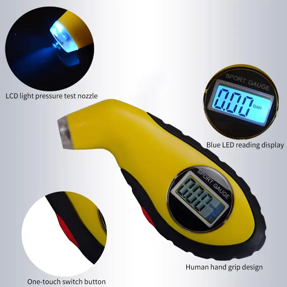 Portable LCD Display Auto Motorcycle Tyre Pressure Digital Meter Mini Diagnostic Tool Car Tire Gauge Accessories