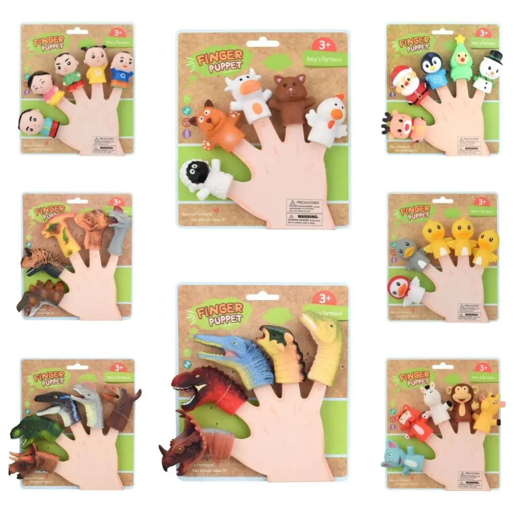 Bunte Mini Tier Handpuppe Sicherheit Montessori Puppe Finger puppe Spielzeug Set erzählen Familie Dinosaurier Finger puppe Kinder