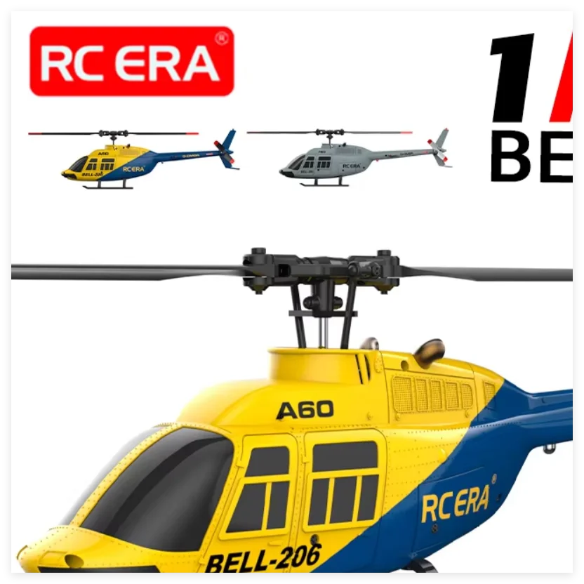 RC ERA A60 4CH Helicopter 1/42 Scale BELL-206 Optical Flow Positioning 10min Fly Time 2.4G 120M 6-Axis Gyroscope Brushless Plane