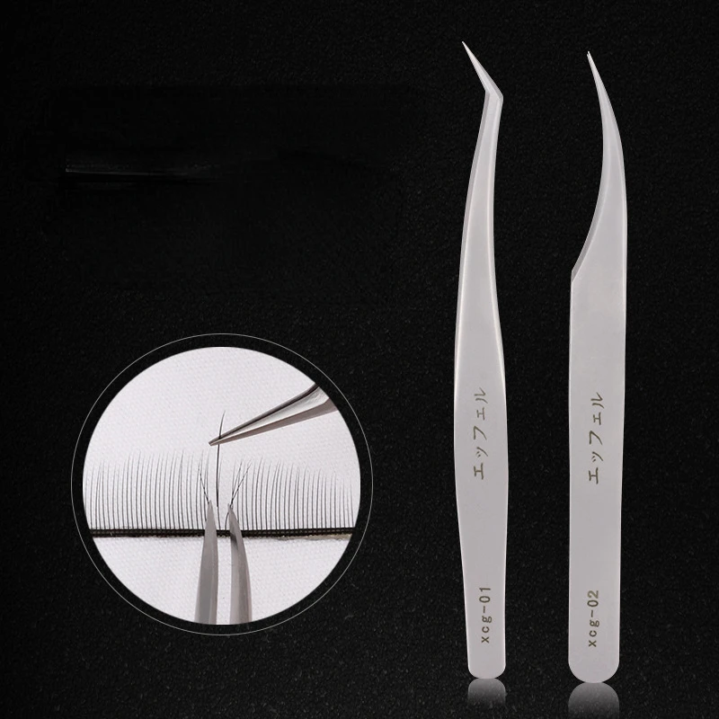 Professional 2 pcs/set Tweezers for Eyelash Extension Tweezer Volume/Individual/Easy Fanning Eye Lashes Grafting Kits