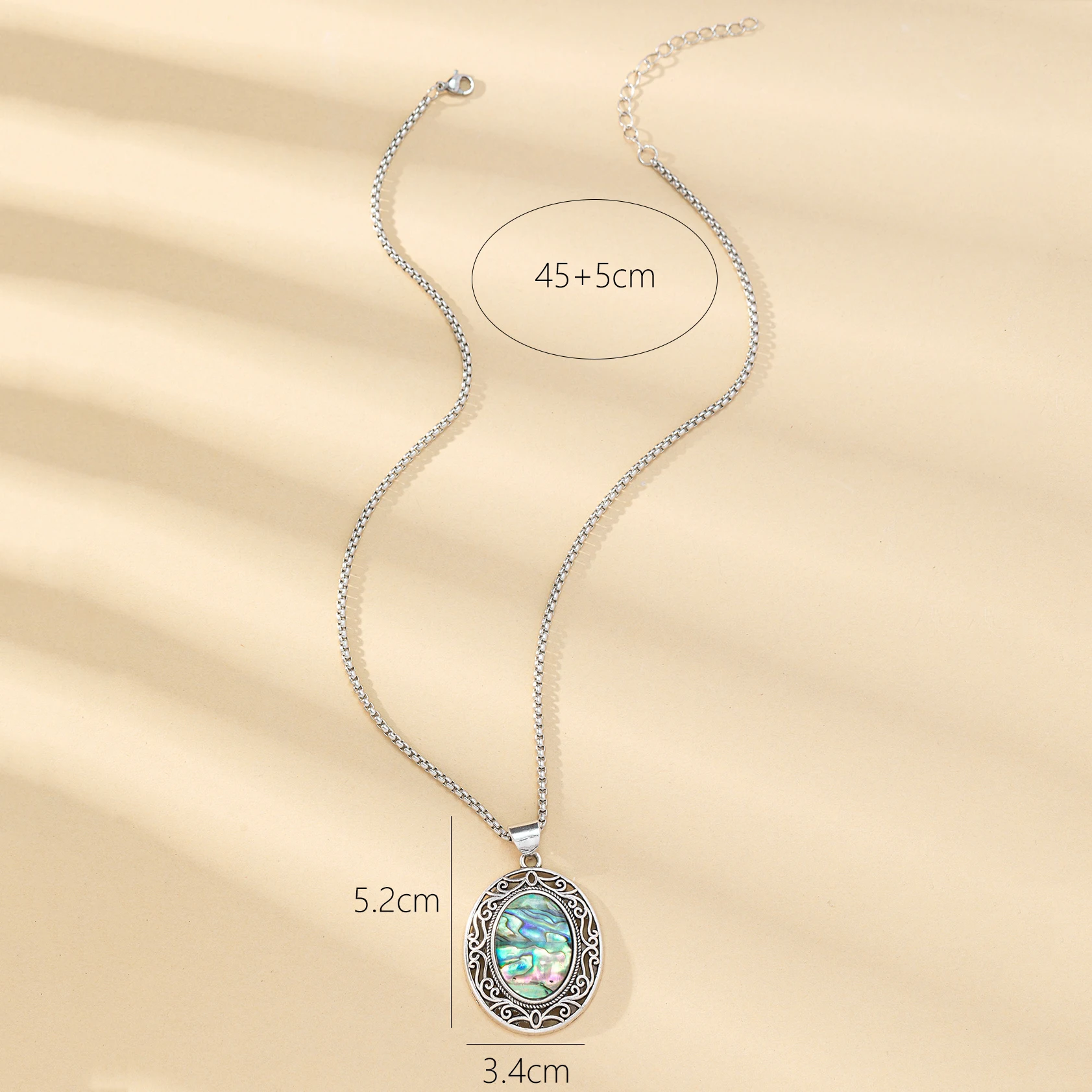 Charming Natural Abalone Shell Alloy Pendant Necklace Exquisite Retro Jewelry Accessories for Women's Anniversary Birthday Gift