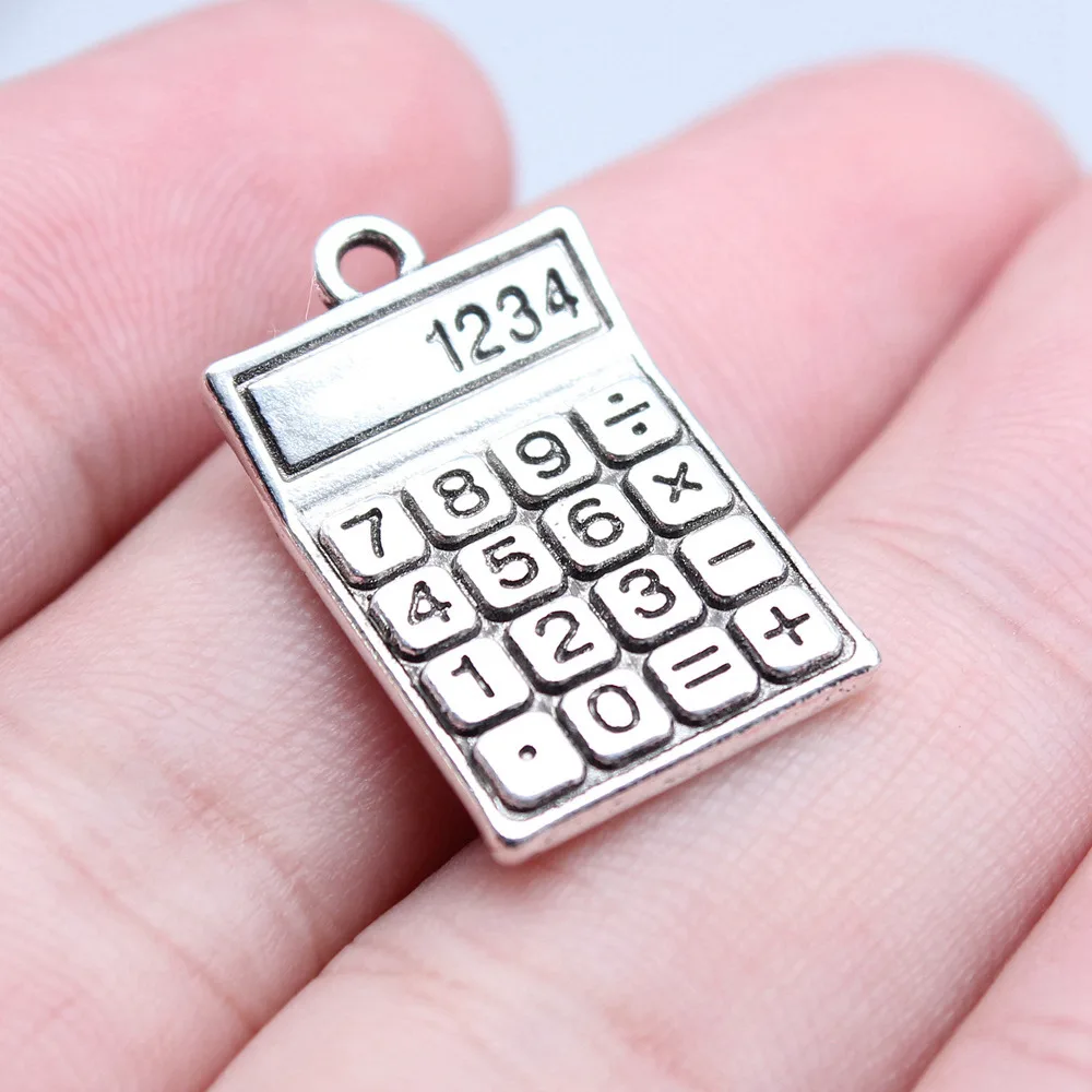 5pcs/lot 15x24mm Calculator Charms For Jewelry Making Antique Silver Color 0.59x0.94inch