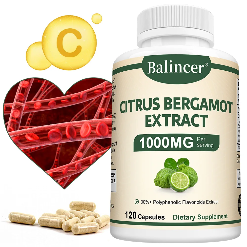 

Bergamot 1000 Mg, 120 Capsules - Bergamot Extract Supplement for Men and Women, Immune Support, Gluten-free, Vegan, Non-GMO