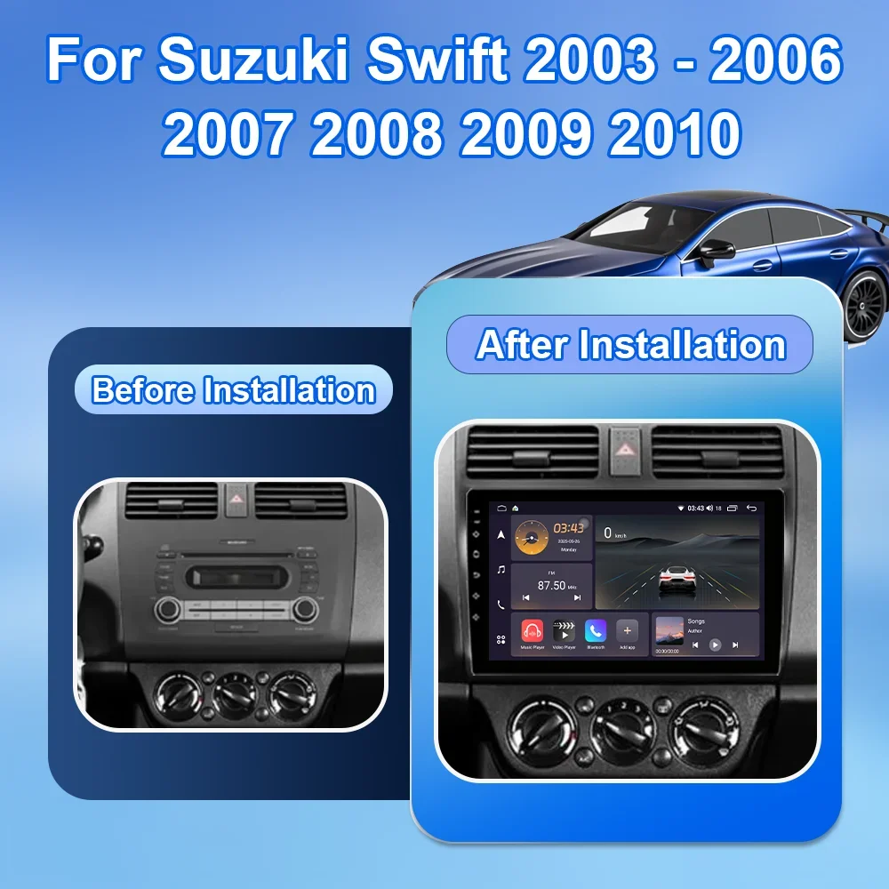 Android 16 Radio For Suzuki Swift 2003 -2006 2007 2008 2009 2010 Car Multimedia Player Carplay Stereo GPS DVD Head Unit WIFI+4G