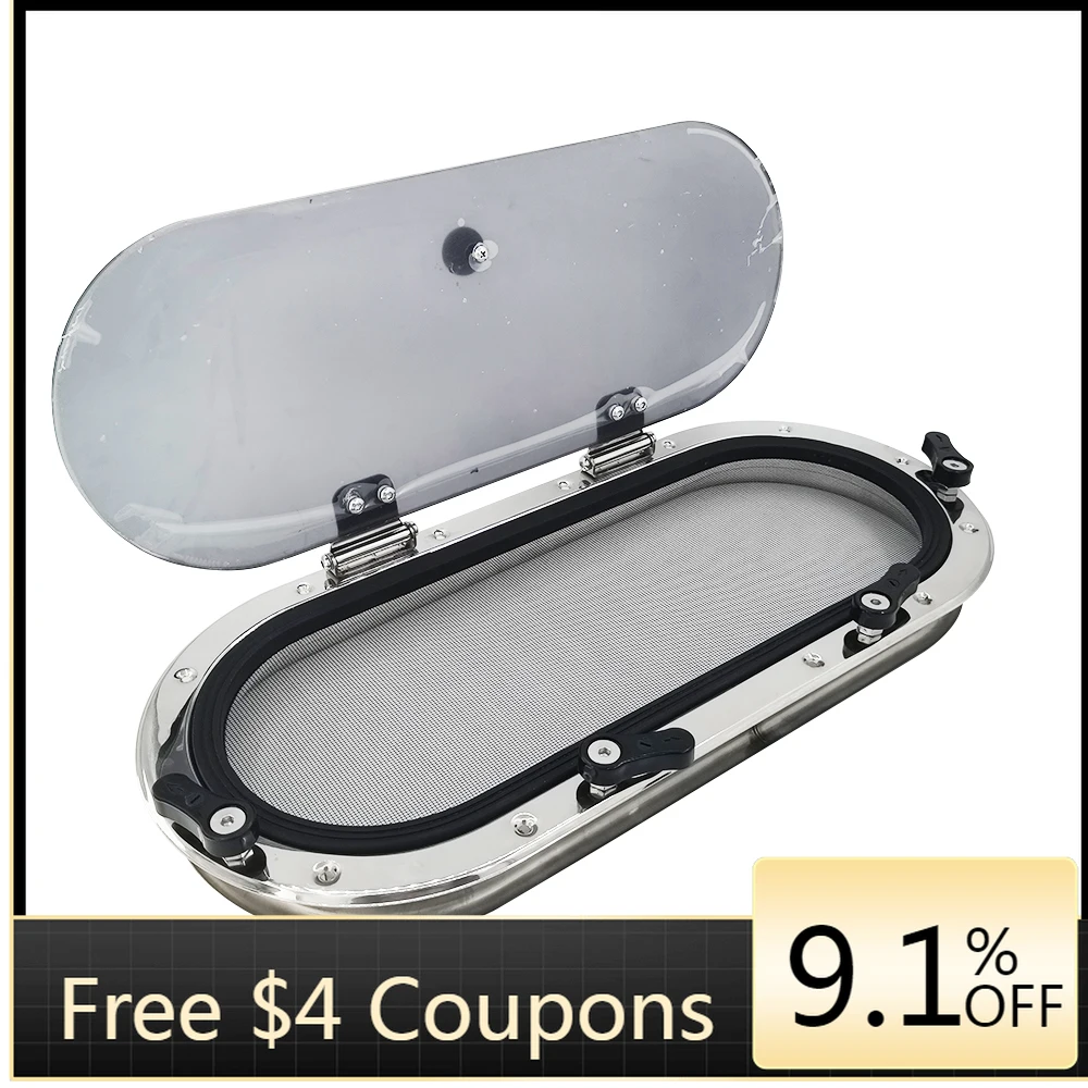

STLF High Quality MARINE Boat Porthole Window 22x9.8in Internal Opening Proof Stainless Steel Hatch Portlight for Boat/Yacht/RV