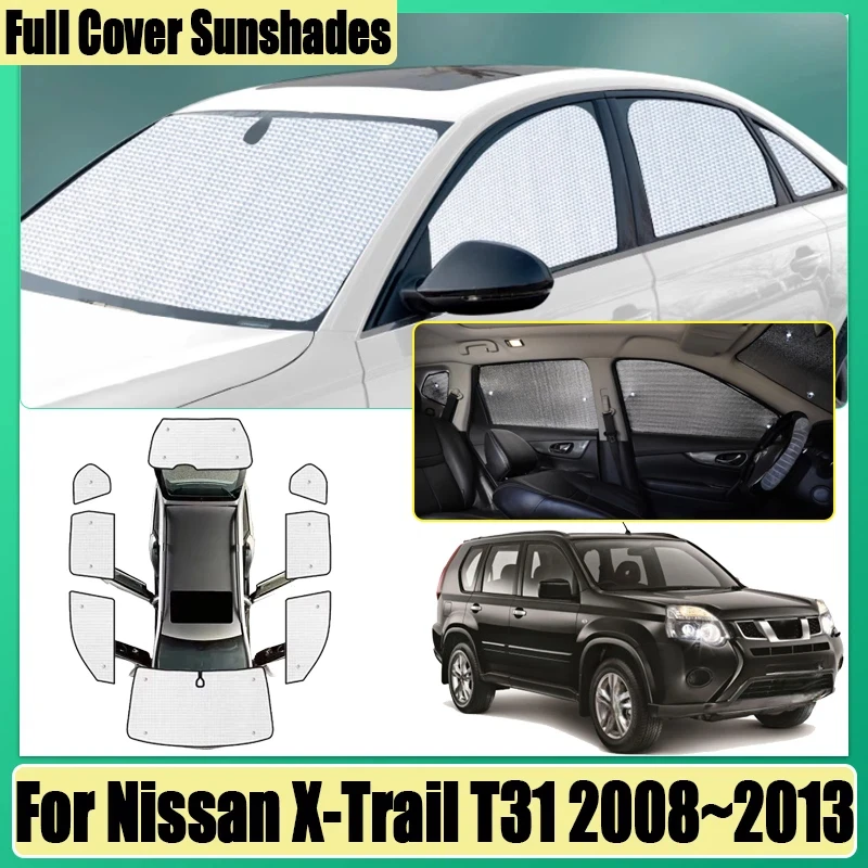 For Nissan X-Trail T31 2008 2009~2013 Car Surround Visor Full Coverage Sunshade Anti-UV Auto Visors Privacy Blocks Accessories
