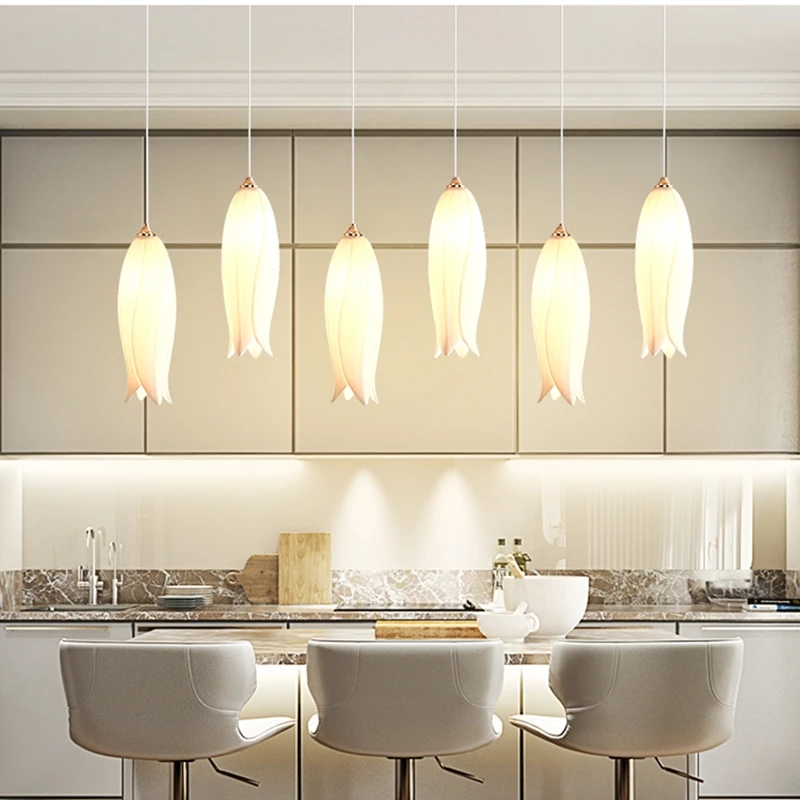 Imagem -06 - Nordic Ceramic Tulip Staircase Chandelier Multi Heads Pendant Lamp para Villa Quarto Cabeceira Restaurante Hotel Edifício Duplex