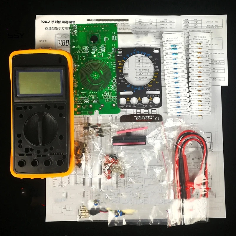 DT9205A Цифровой мультиметр Сварочный комплект Электрическая и электронная сборка Обучение и обучение DIY Производство деталей