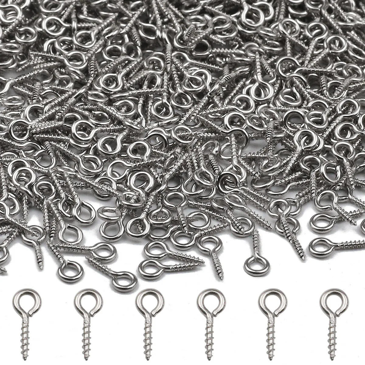 100Pcs Small Screw Eye Pins Hook Mini Eyelets Screws Threaded Self Tapping Screw For Pendants Jewelry Making Findings DIY Crafts