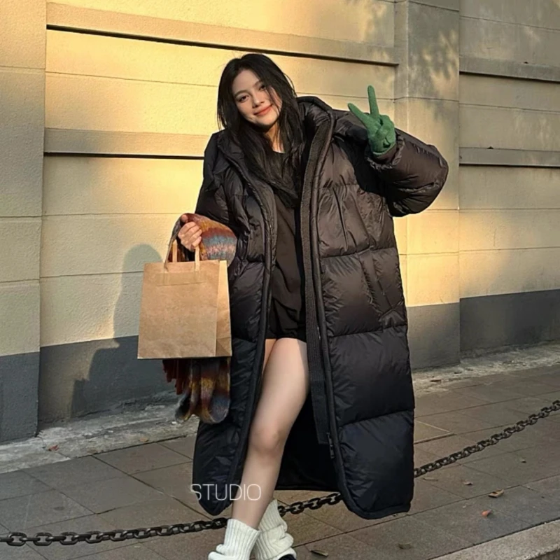 2024 New Long Women\'s Down Jacket Winter Warm Jacket Fluffy Hooded Design High-end White Duck Down Down Jacket Leisure Parka