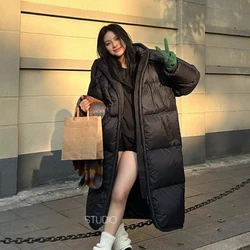 2024 New Long Women's Down Jacket Winter Warm Jacket Fluffy Hooded Design High-end White Duck Down Down Jacket Leisure Parka