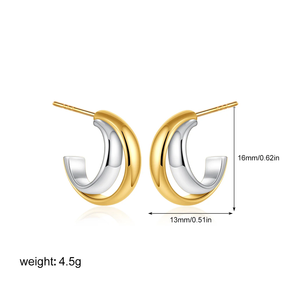 Vintage 18K Gold&Silver Plated Twisted Hoop Earrings dla kobiet Fashion Mixed Color Double Layer Small Hoops Ear Buckle Jewelry — zdjęcie 7