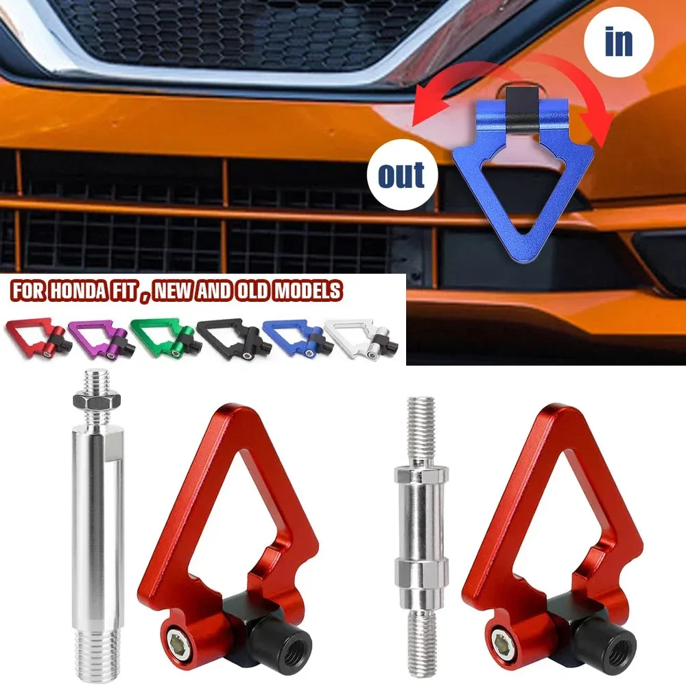 Aluminum Screw Triangle Ring Tow Hook Racing Front Rear Towing Bars Fit Honda FIT 04 10-14 Exterior Mod Auto Parts
