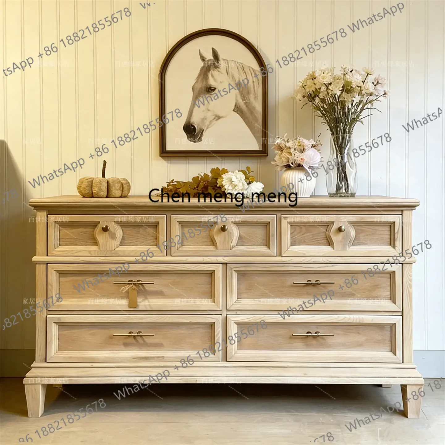 Discount American rural solid wood retro chest villa multi-layer storage cabinet French small apartment living room locker