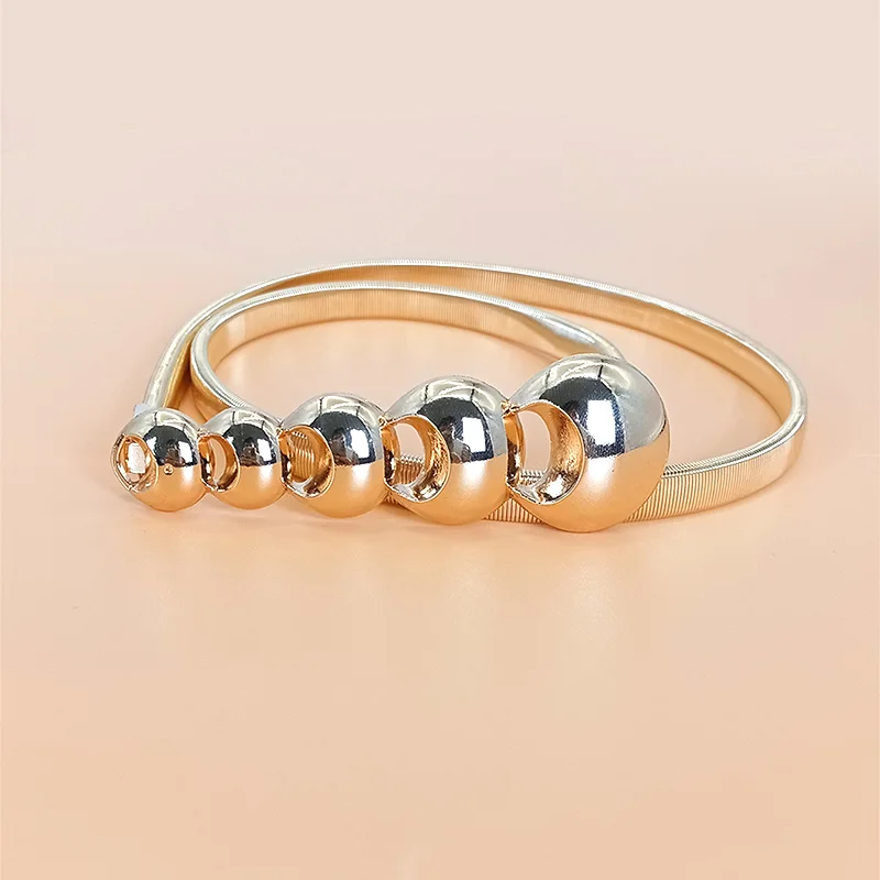 حار جديد المرأة المعادن الربيع الخصر سلسلة فاخرة فساتين راقية نقطة مشبك مطاطا حزام على شكل سلسلة صغيرة أنيقة حزام معدني للنساء