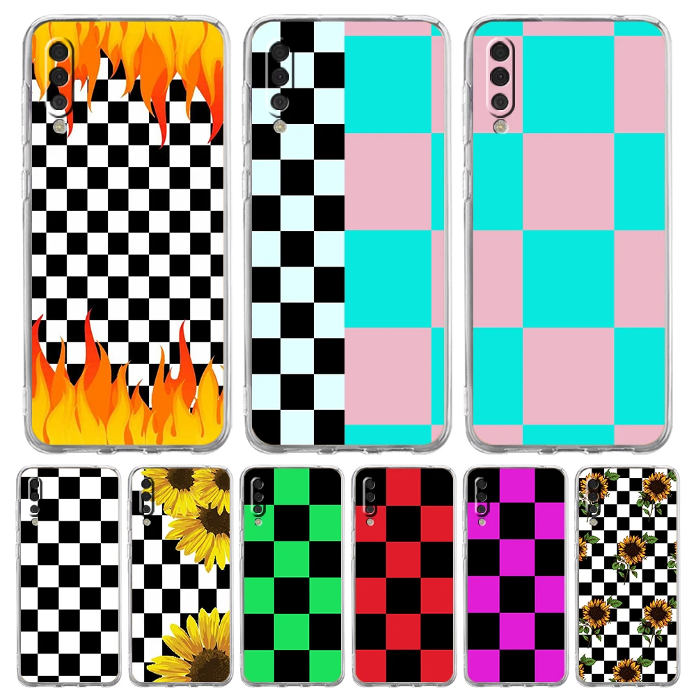 Phone Case For Samsung A56 A36 A26 A54 A52 A50 A70 A30 A40 A12 A14 A16 A22 A24 A42 A34 A32 5G A06 Cover Checkerboard Plaid