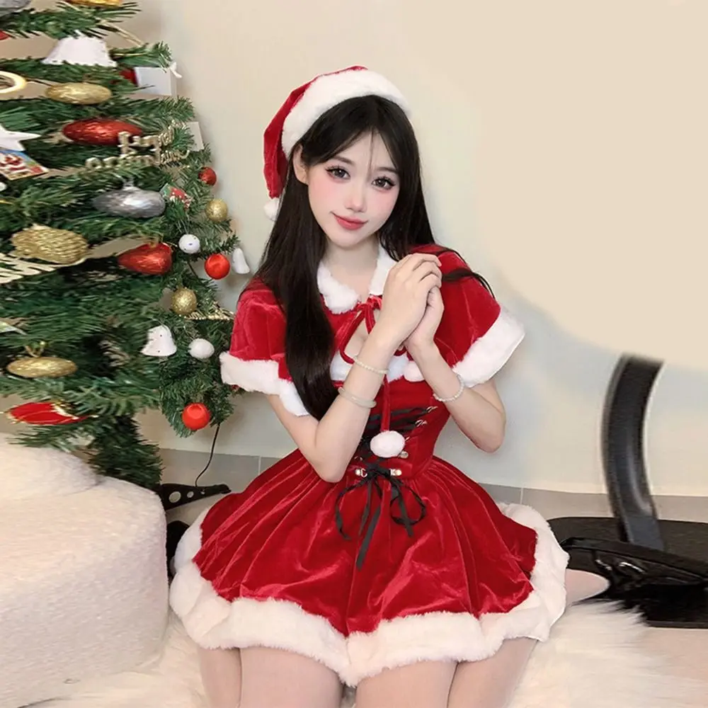 Robe de noël en velours rouge, Costume de fête de carnaval, Costumes de Cosplay, tenue de fête de vacances, nouvelle collection