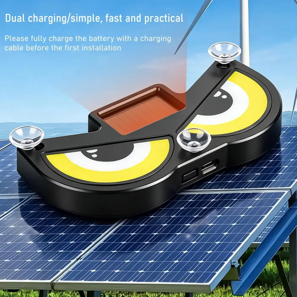 Solar Demon Eye Car Window Light Dynamic LED Night Light with Smart Sensor Modes Suction Cup Wireless USB Atmosphere Light