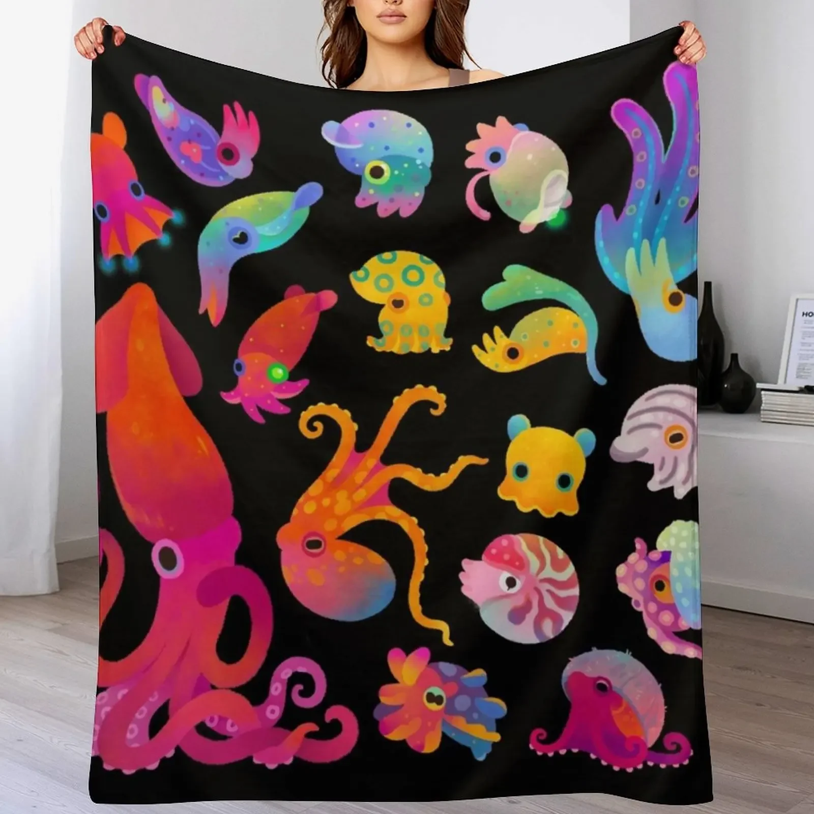Cephalopod Throw Blanket Cozy Light Blanket for Travel Camping Picnic