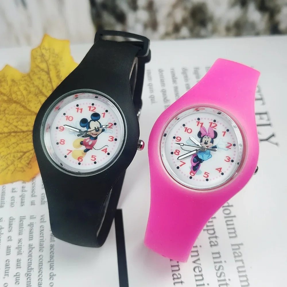 Disney Minnie Mickey Cartoon Watches for Kids Waterproof Soft Silicone Watch Band Children Quartz Wristwatch Boys Girls Gifts