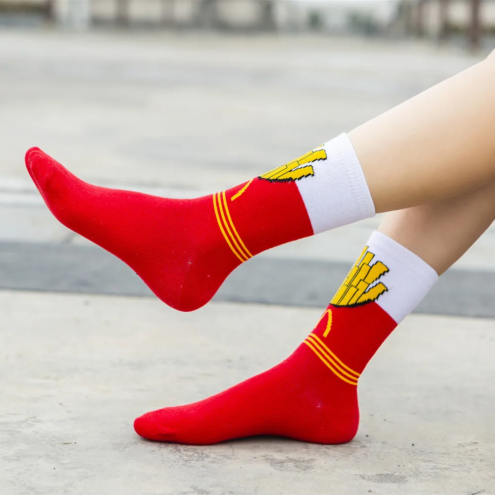 Hot Sales Cotton Funny Socks Women Casual Cartoon Fruit Banana Avocado Lemon Egg Cookie Donuts Harajuku Skateboard Happy Sox