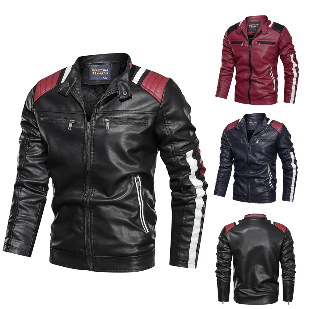 Giacca in pelle maschile uomo moto cappotti in ecopelle con cappuccio staccabili autunno e inverno outwear Biker Pu giacche Plus Size