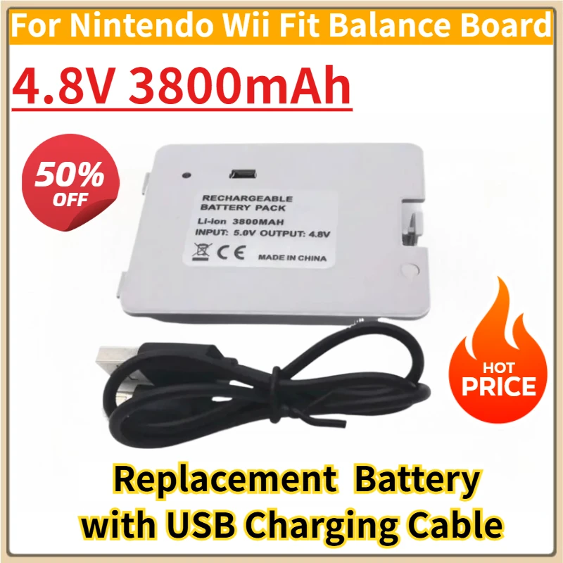 

New Replacement Rechargeable Battery 4.8V 3800mAh with USB Charging Cable for Nintendo Wii Fit Balance Board