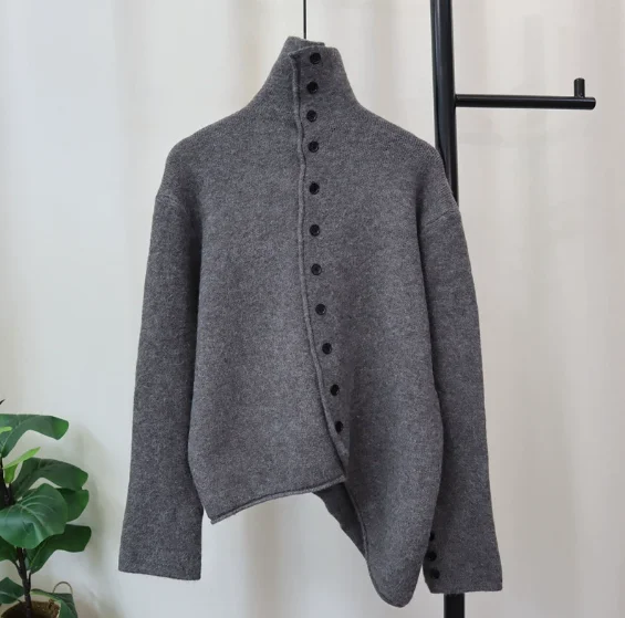 

Вязаный кардиган премиум-класса 2024, осенне-зимний новый дизайн, нестандартный свитер, куртка