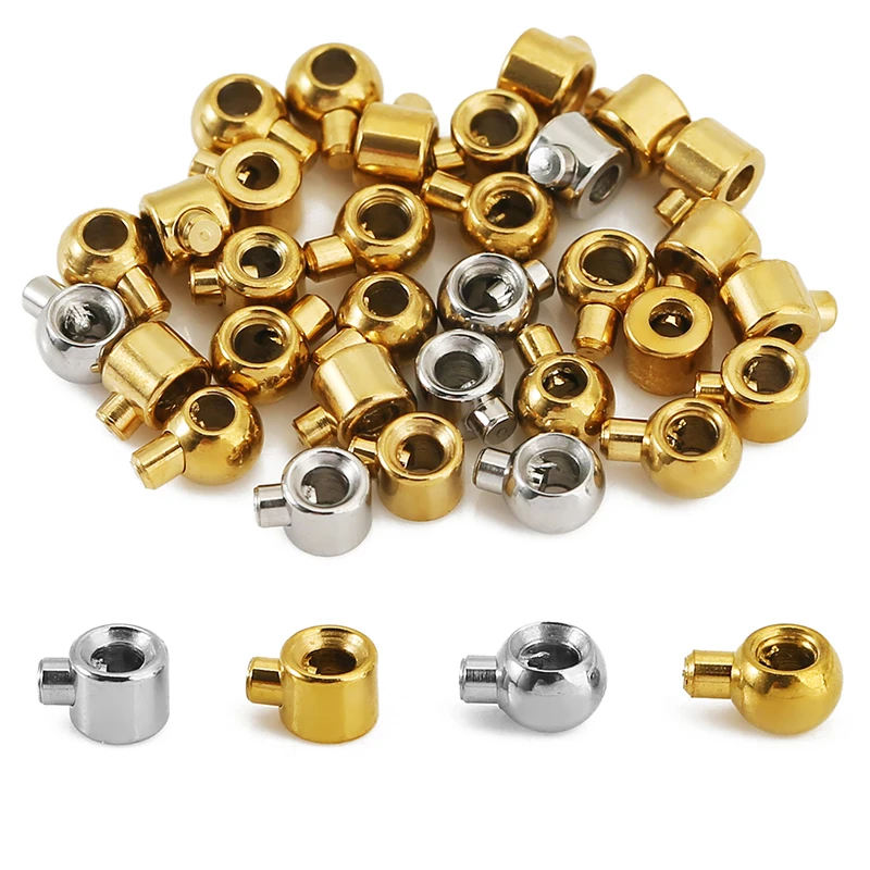 10-20pcs PVD Plated Stainless Steel Positioning Clasps Stopper Spacer Bead Crimp End Beads for DIY Jewelry Making Accessories