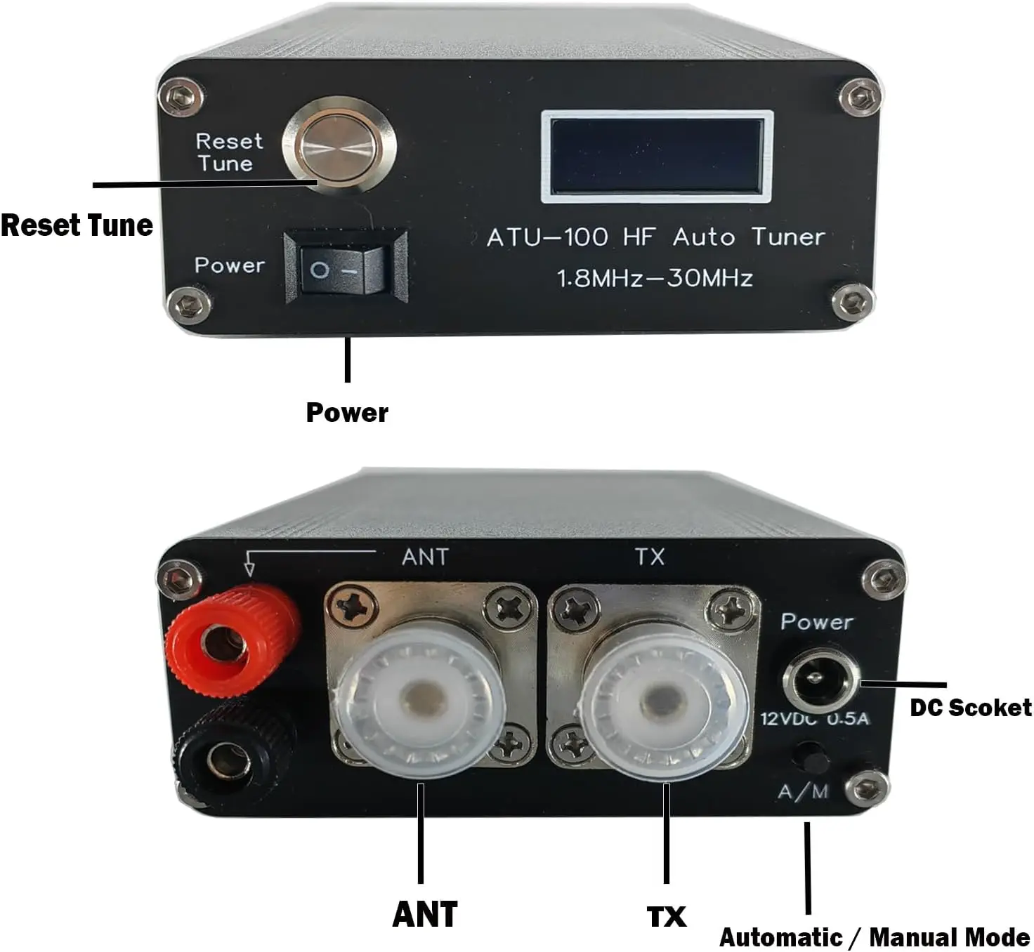 ATU-100 Portable HF Antenna Tuner by N7DDC+0.91 OLED Auto Antenna Tuner V3.2 Version ATU-100 Case Box