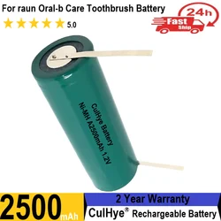 Batterie de rechange pour FDK Nilaissée, compatible avec Braun Oral-b, brosse à dents de soins professionnels avec languettes SAINT, 1.2V, Ni-laissée A, 2500mAh