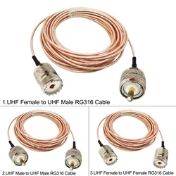 1Pcs 10CM~30M SL 16 UHF RG316 Cable PL259 UHF Male Plug to SO-239 UHF Female Jack Connector Brass 50-1.5 RG-316 RF Coaxial Cable