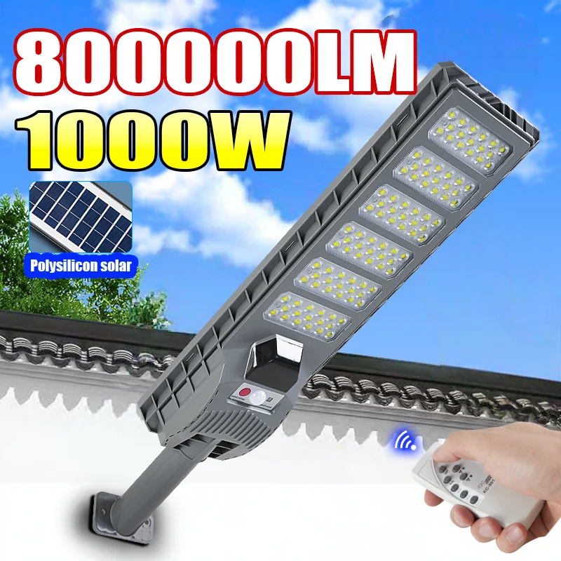 800000LM 1000W Super Bright LED Solar Light Sunlight Outdoor Motion Sensor Solar Street Lamp IP6 Remote Control Garden Wall Lamp