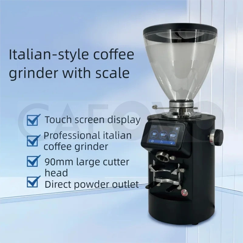 

CAFOVO GK90 Automatic Weight-Based Coffee Grinder Commercial Gravimetric Quantitative Espresso Grinder 90mm Flat Burr Mill