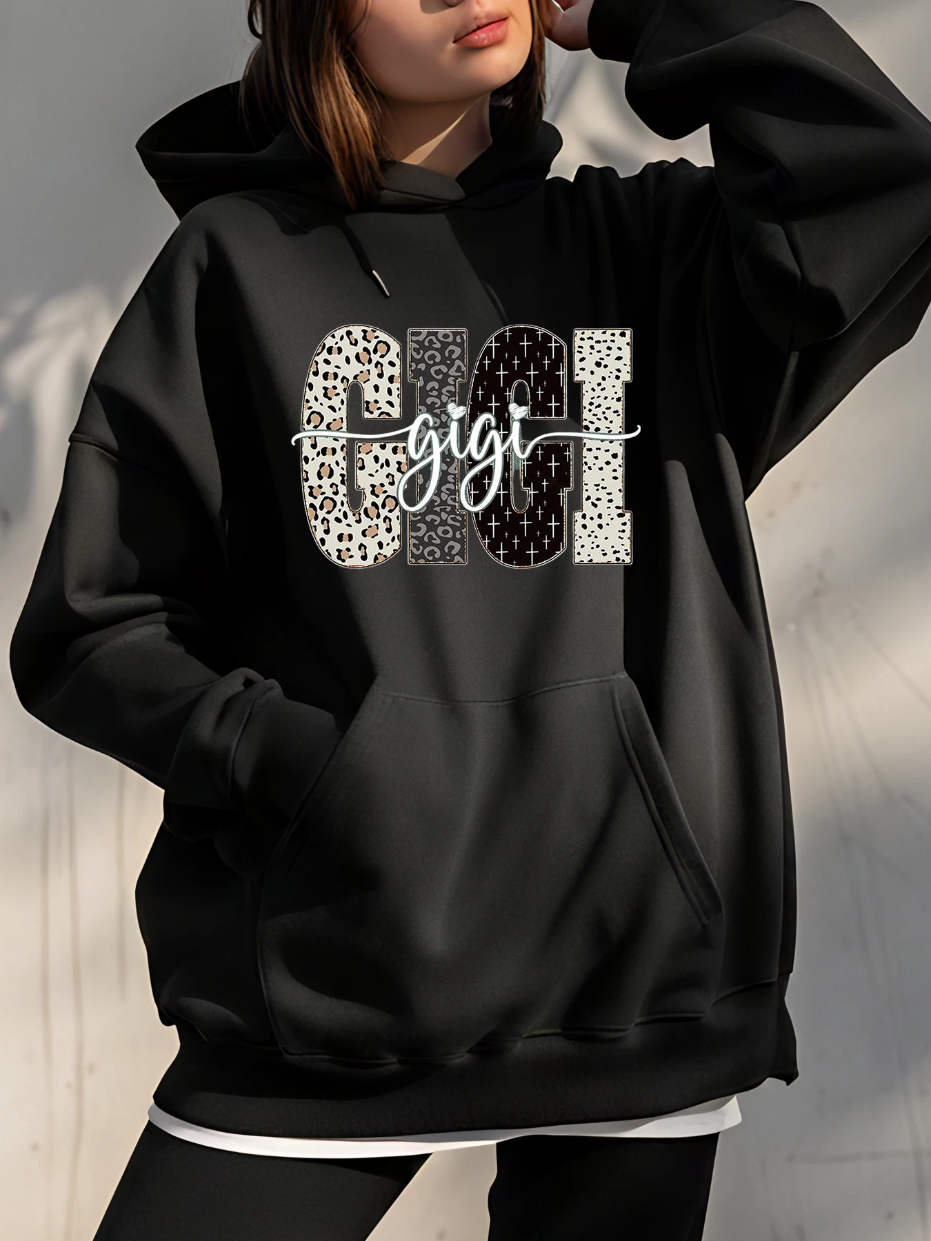 

Толстовка Gigi с леопардовым принтом и рисунком гепарда для женщин, повседневный уличный стиль