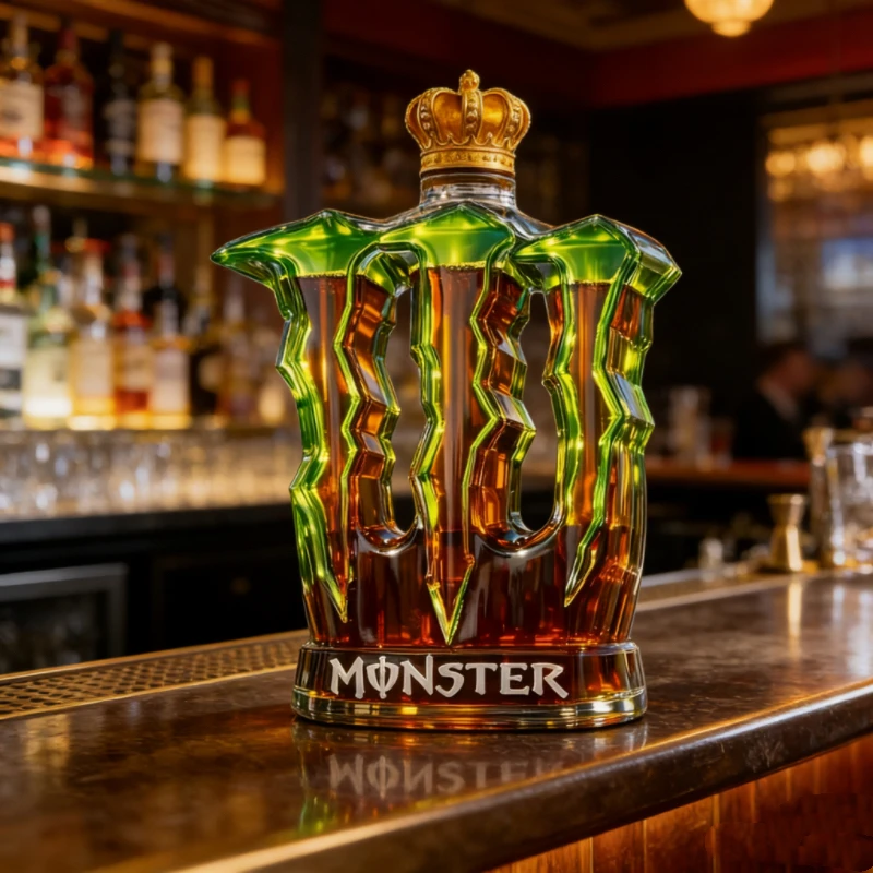 Creative Crown Cap Glass Liquor Bottle with Monster Claw Design, Whiskey Decanter for Bar Decor, Novelty Alcohol Container
