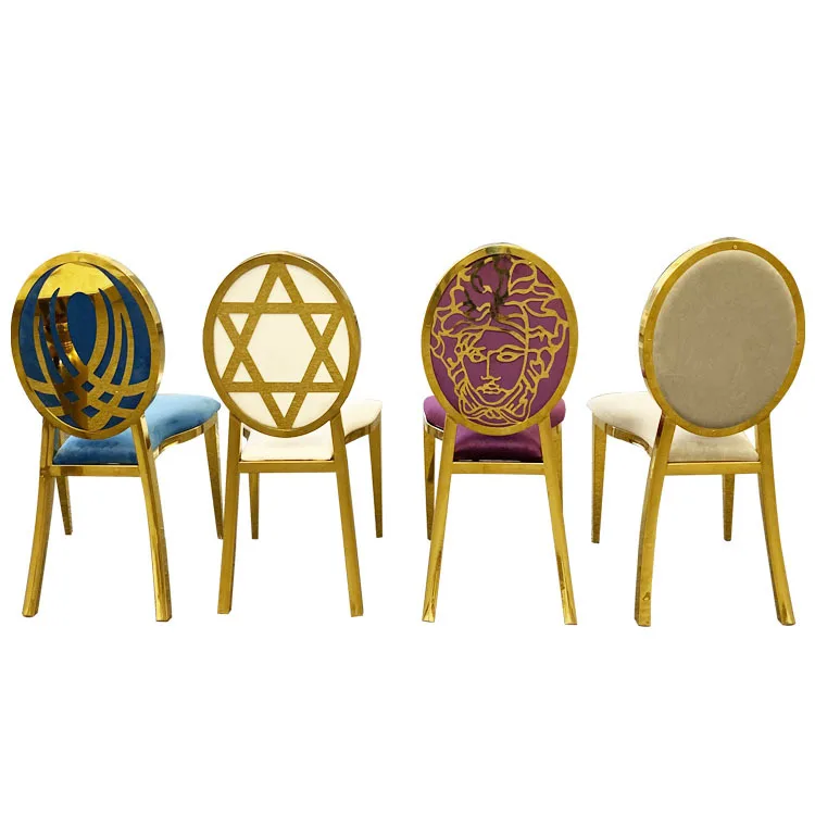 Export stainless steel dining chairs, round back chairs, electroplated chairs, titanium gold and silver, suitable for weddings,