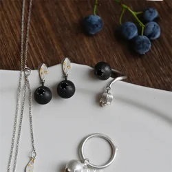 Fun Cute style Simulated Fruit Blueberry Earring, Ring UNISEX April Fool Day realistic eye-catching fashion jewelry earring ring