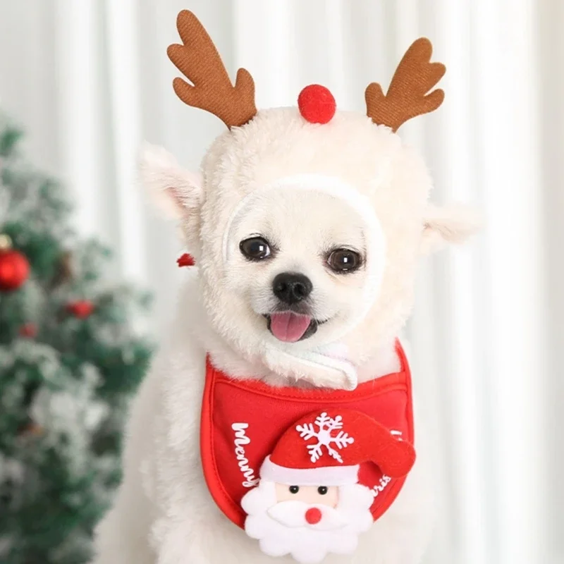 Disfraz navideño para mascotas, sombrero para perros y gatos, árbol Navidad, sombrero reno, suministros cumpleaños para
