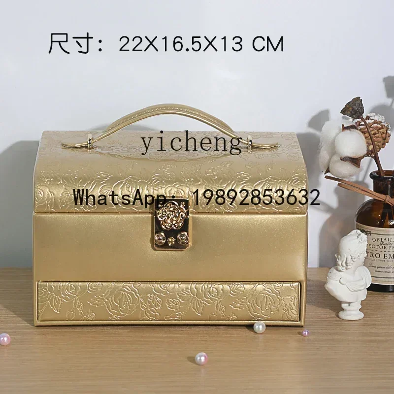 X-12   Jewelry Box with Lock Princess European Korean Wooden Storage Box Hand Jewelry Box