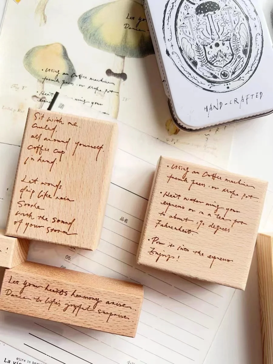 Vintage Handwritten English Wooden Rubber Stamp for DIY Scrapbooking Photo Album Card Making