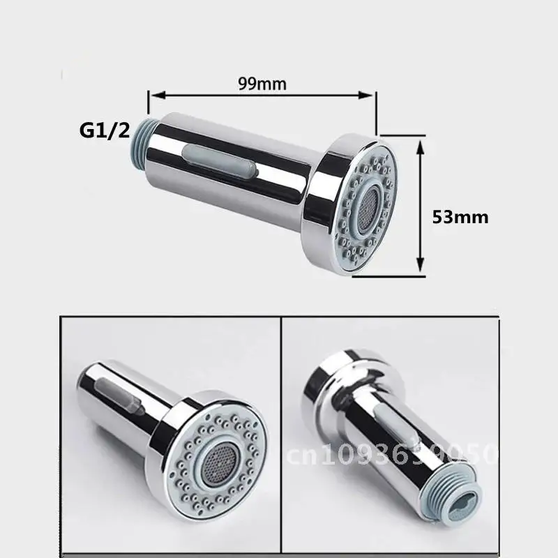 G1/2 Kitchen Faucet Head Pull Out Shower Nozzle Sprayer Bathroom Sink Tap Replacement Accessory Black Silver Golden Head Aerator