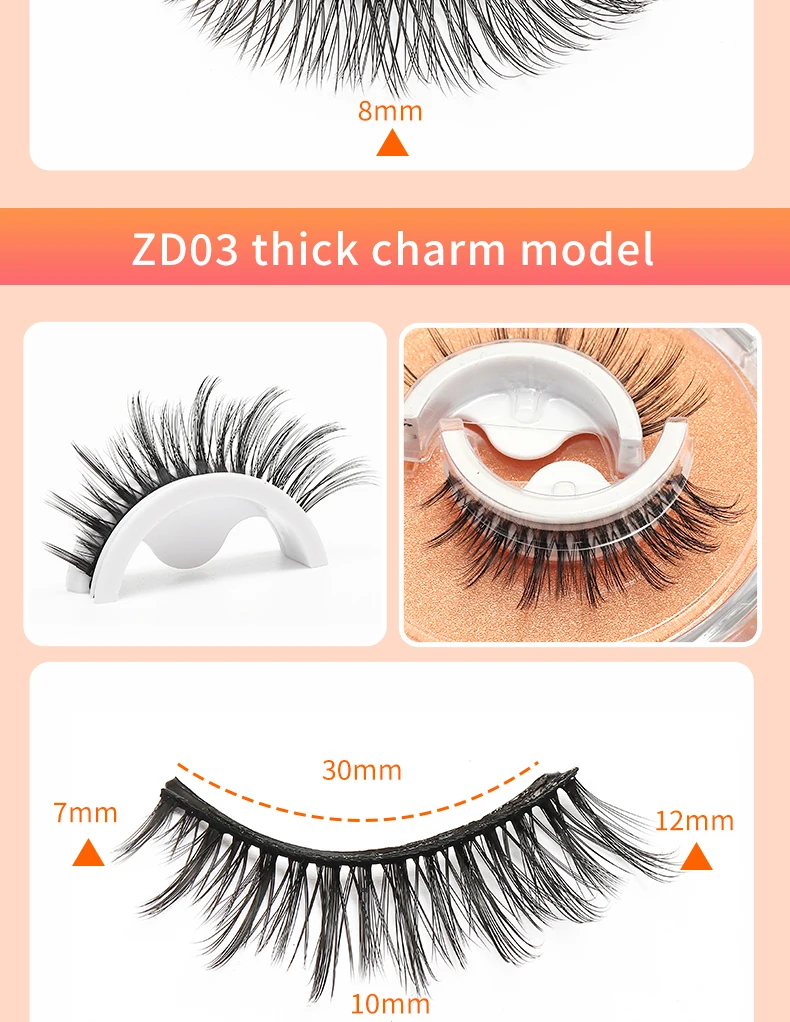Selbst-Adhesive Falsche Wimpern Reusable Natürliche Mehrere Reversible Kleber-kostenlose Self-adhesive paar Falsche Wimpern Dropshipping – Detail 7